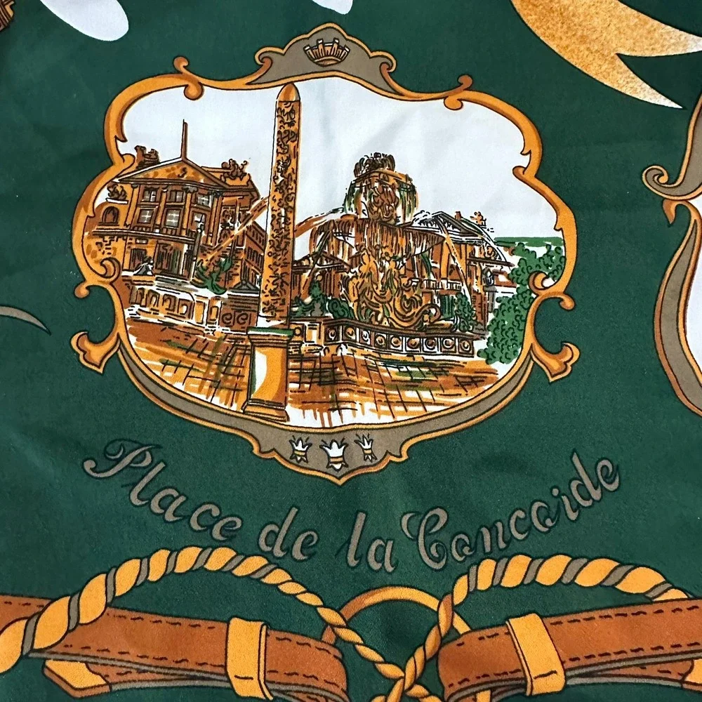 Womens Vintage Paris Scarf Souvenir De Paris Eiffel Tower Landmarks Parisian - Picture 3 of 14
